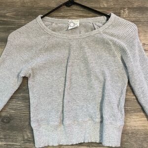 Offline by Aerie Gray Women's Cropped Ribbed Long Sleeve Size Small